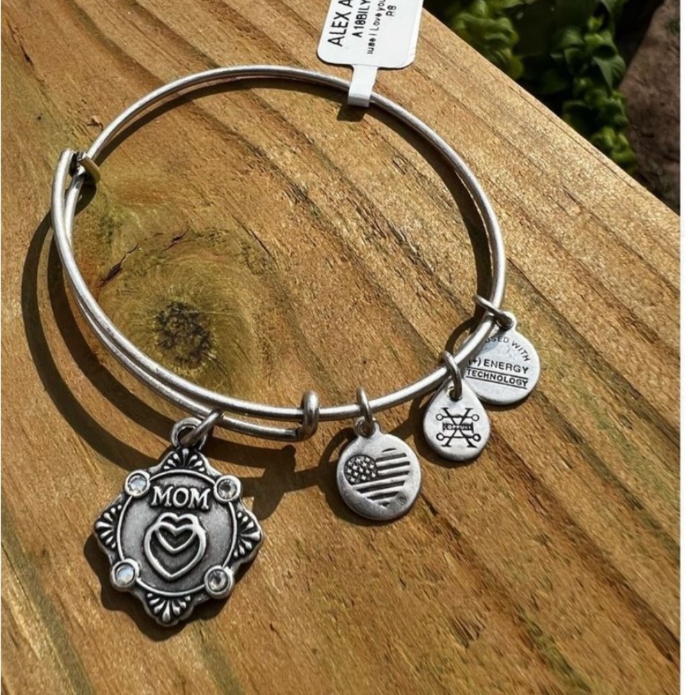 Alex and Ani Silver Mom Charm Bracelet